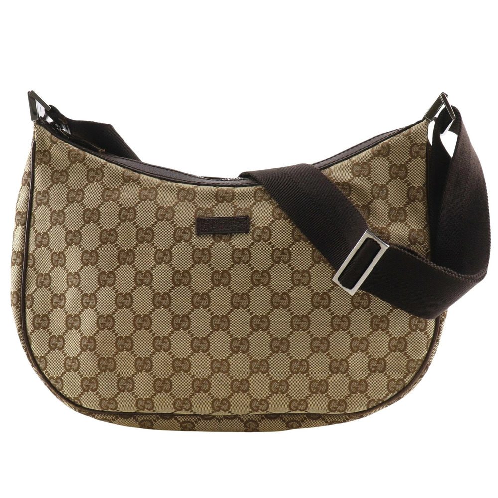 Gucci GG Canvas Zipper Crossbody Bag Brown